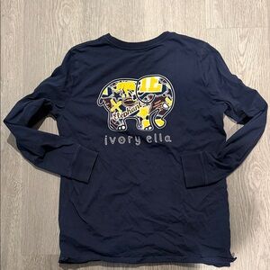 Ivory Ella Long Sleeve Tee with Elephant Graphic